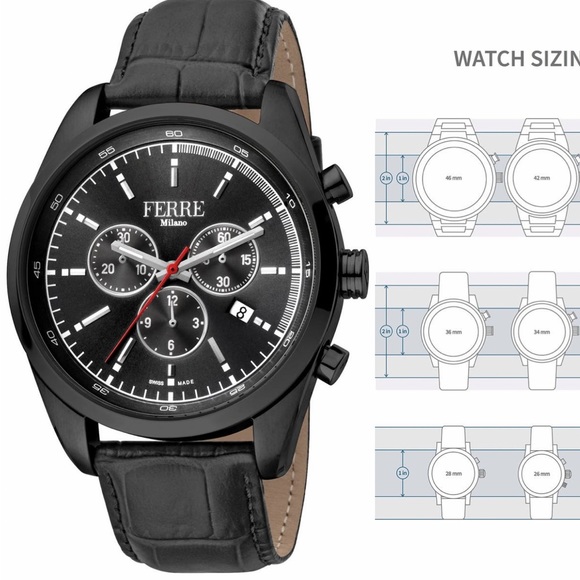 FERRE MILANO FM1G129L0041 Men's Embossed Leather Strap Watch, 44mm new in box - Picture 1 of 1